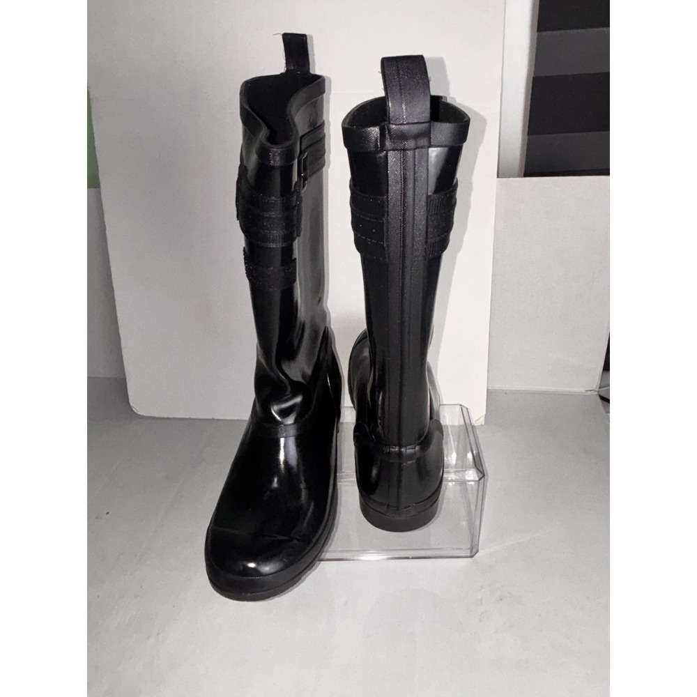 Sperry Walker Atlantic Rain Boots Black Gloss Rubber Waterproof Finish Women 9M - Picture 8 of 16